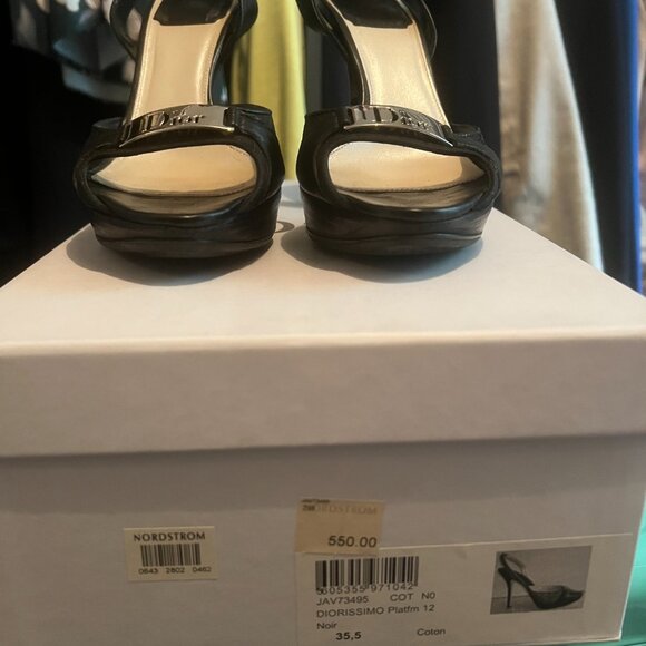 DIOR Vintage Monogram Peep Toe Heel Black - Picture 2 of 6